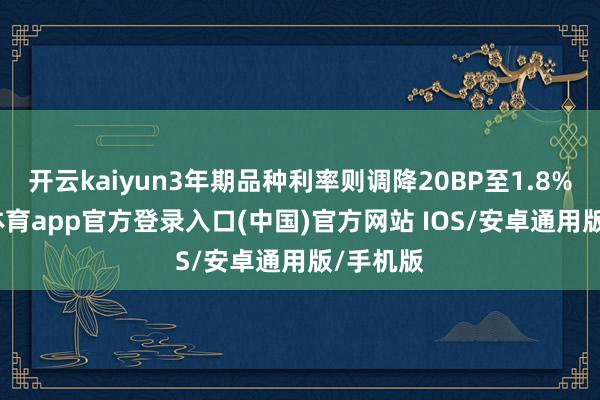 开云kaiyun3年期品种利率则调降20BP至1.8%-kai云体育app官方登录入口(中国)官方网站 IOS/安卓通用版/手机版